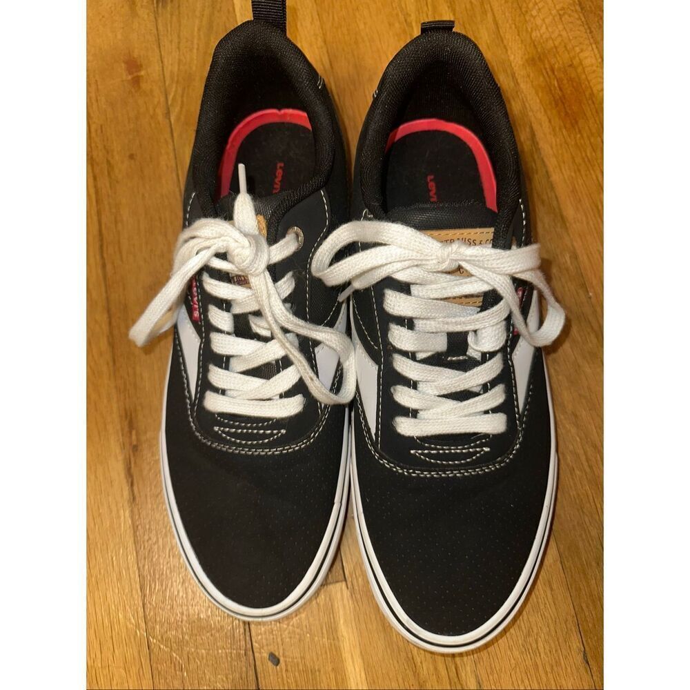 Levi's Strauss Casual Canvas Sneaker Shoes Black/White Size 10